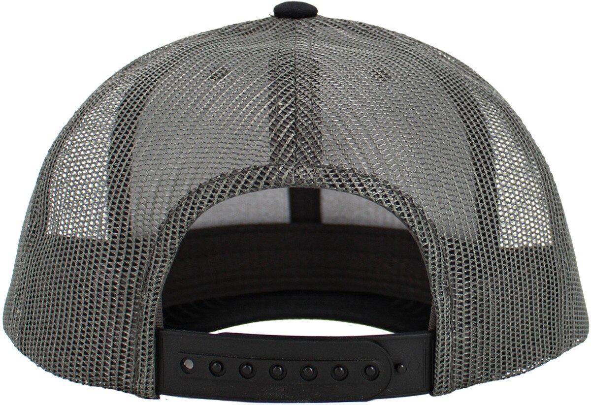 Light Gray Black Dark Gray Classic 6 Panel Trucker Mesh Snapback Back View